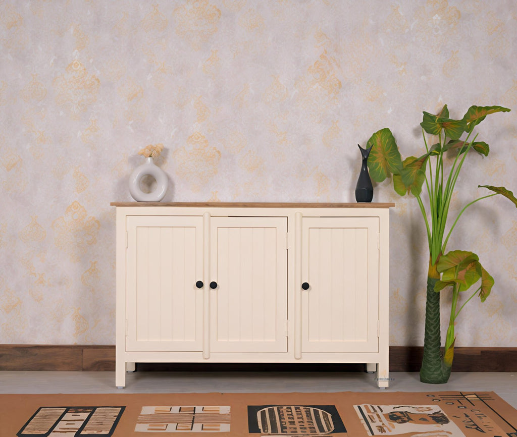 Dreamure Solid Wood Three Door Storage Tall Cabinet