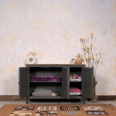 Dreamure Solid Wood Three Door Storage Tall Cabinet