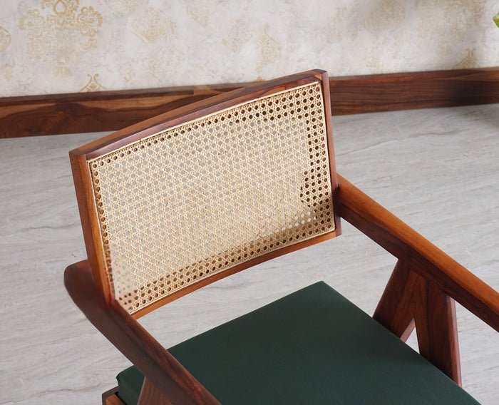Polinest Solid Wood Rattan Cane Chair Set Of Two