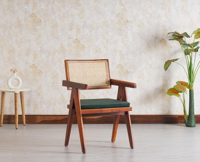 Polinest Solid Wood Rattan Cane Chair Set Of Two