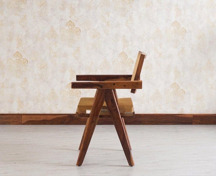 Polinest Solid Wood Rattan Cane Chair Set Of Two