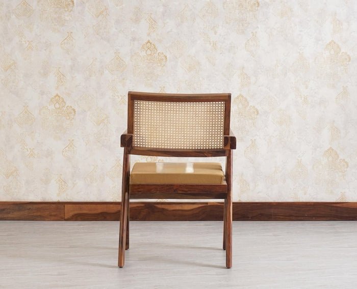 Polinest Solid Wood Rattan Cane Chair Set Of Two