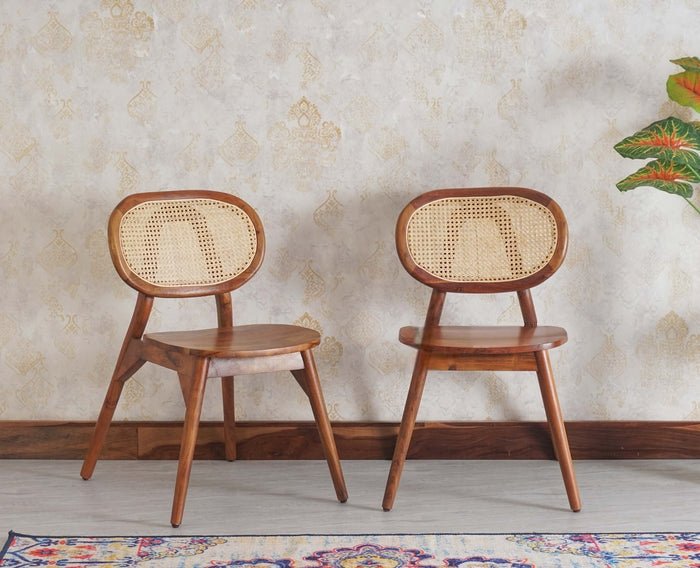 Lustroak Solid Wood Dining Chair Set of two