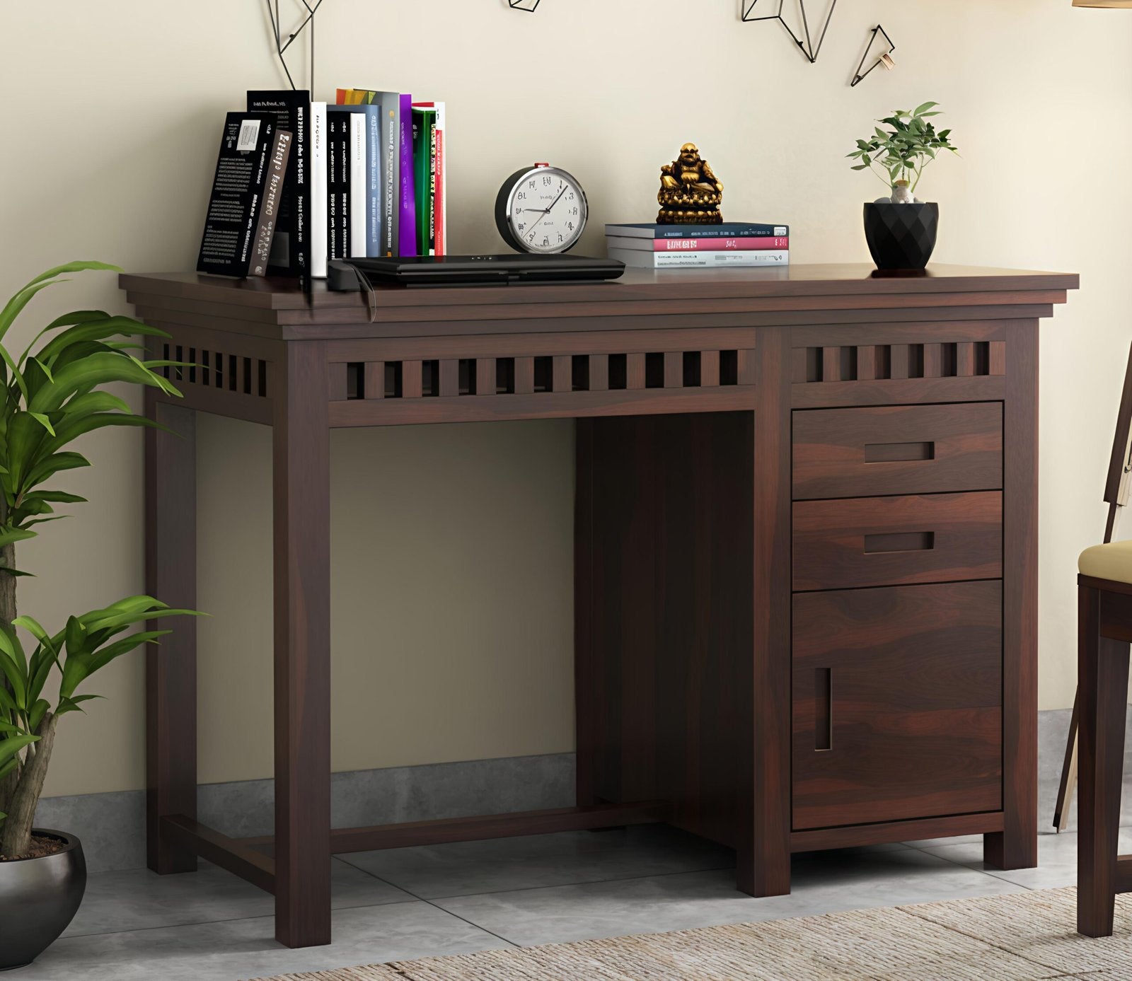 Oakshine Study Table with Pull Out Drawers and Cabinet