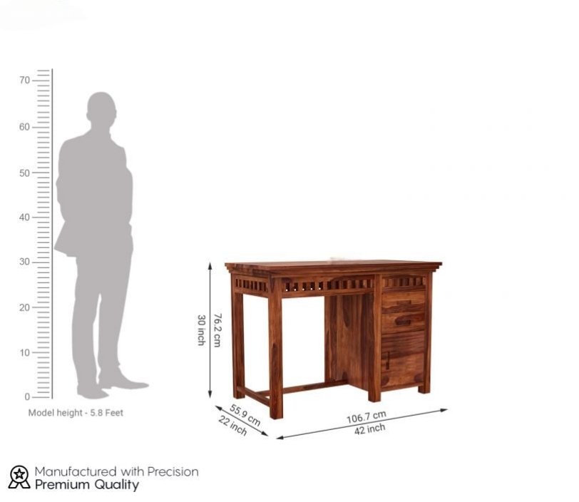 Oakshine Study Table with Pull Out Drawers and Cabinet