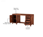 Oakshine Sheesham Wood Study Table with Four Drawers & Cabinet