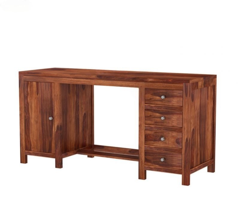 Oakshine Sheesham Wood Study Table with Four Drawers & Cabinet