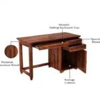 Glosswood Study Table with Two Drawers and Cabinet
