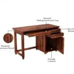 Glosswood Study Table with Two Drawers and Cabinet