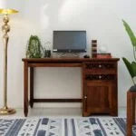 Glosswood Study Table with Two Drawers and Cabinet