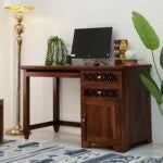 Glosswood Study Table with Two Drawers and Cabinet