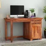 Glosswood Study Table with Two Drawers and Cabinet