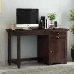 Glosswood Study Table with Two Drawers and Cabinet