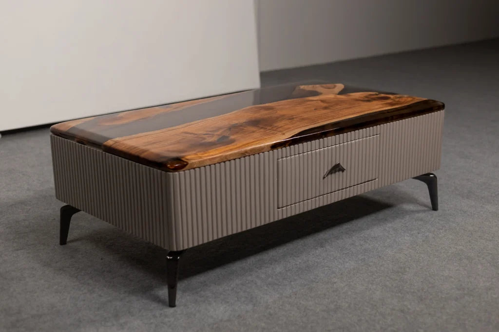 Walnora Modern Wooden Coffee Table with Storage Drawer