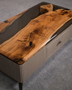 Walnora Modern Wooden Coffee Table with Storage Drawer