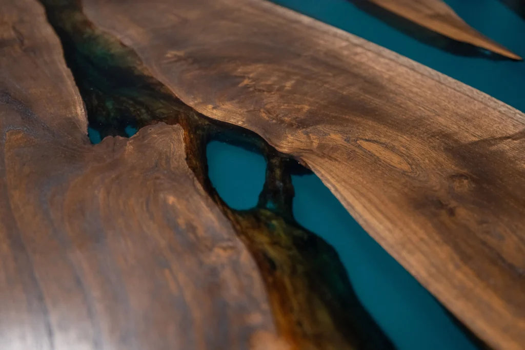CrystalFlow Epoxy Dining Table – Contemporary River Design