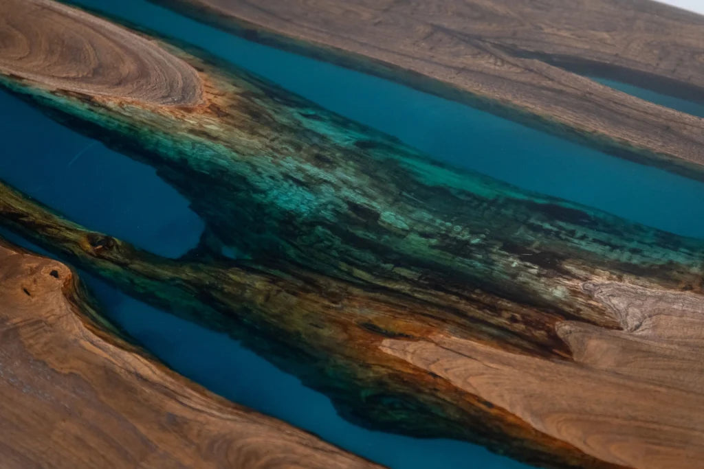 CrystalFlow Epoxy Dining Table – Contemporary River Design