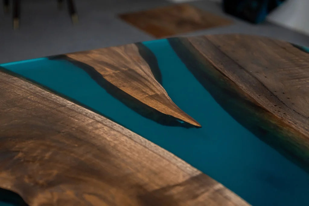 CrystalFlow Epoxy Dining Table – Contemporary River Design