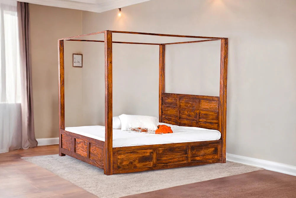 Nestora Solid Wood Poster Bed With Storage Home