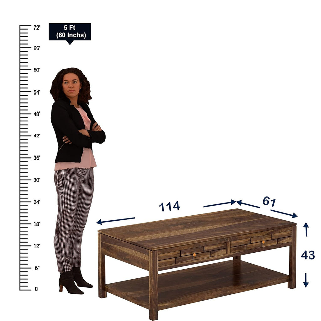 Drizzlo Solid Sheesham Wood Coffee Table
