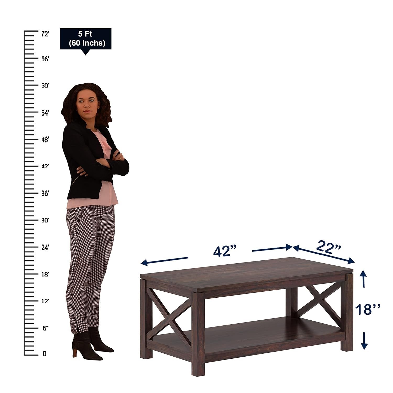 Caffiero Solid Sheesham Wood Coffee Table