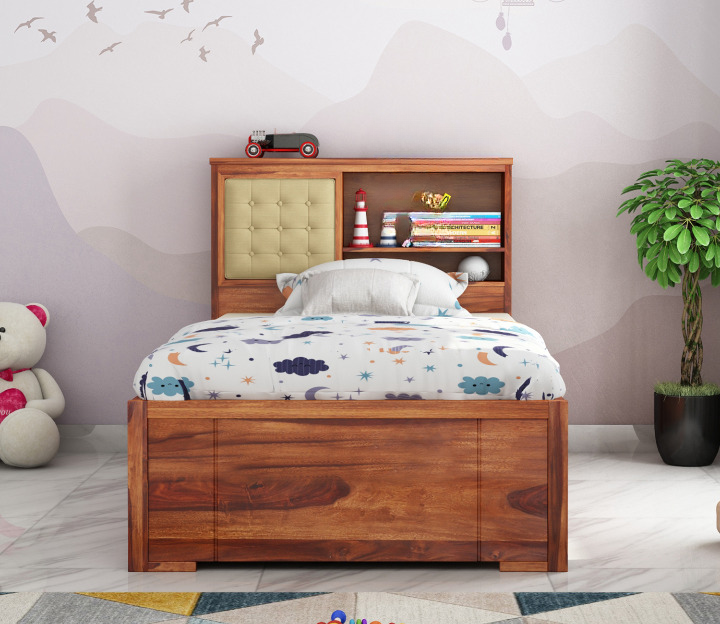 Tivo Stylish Solid Wood Kids Trundle Bed with Storage