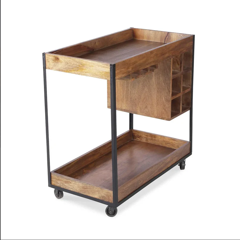 Elixora Solid Wood And Iron Bar Trolly