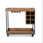Elixora Solid Wood And Iron Bar Trolly