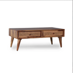 Verona Solid Wood Rattan Cane Two Drawer Coffee Table