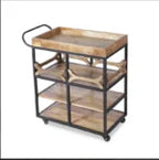 Barvio Solid Wood And Iron Bar Trolly
