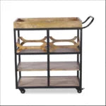 Barvio Solid Wood And Iron Bar Trolly