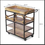 Barvio Solid Wood And Iron Bar Trolly