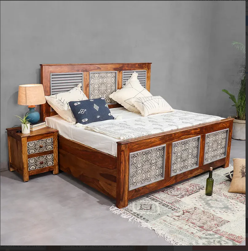 Slumbra Solid Wood Bed With Hand Painting