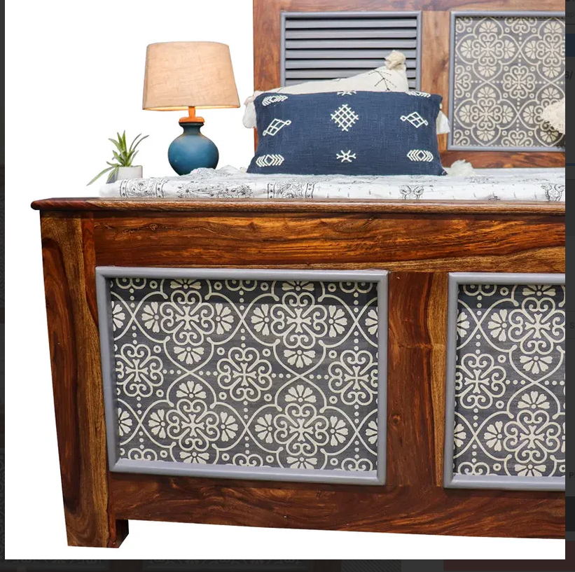 Slumbra Solid Wood Bed With Hand Painting