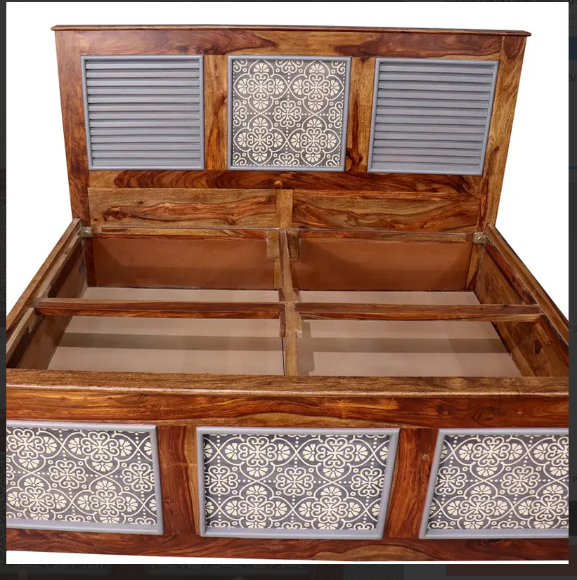 Slumbra Solid Wood Bed With Hand Painting