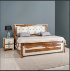 Hiberna Solid Sheesham Wood Bed With Hand Painting