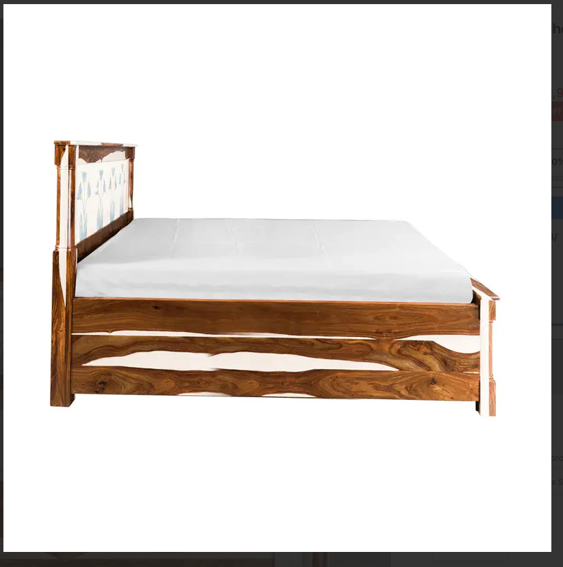 Hiberna Solid Sheesham Wood Bed With Hand Painting