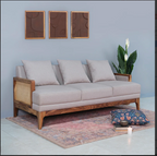 Modario Rattan Sofa 3 Seater Textured Light Brown