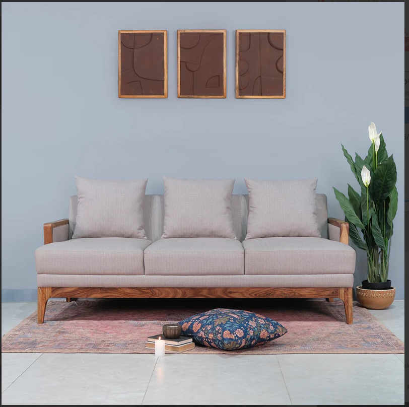 Modario Rattan Sofa 3 Seater Textured Light Brown