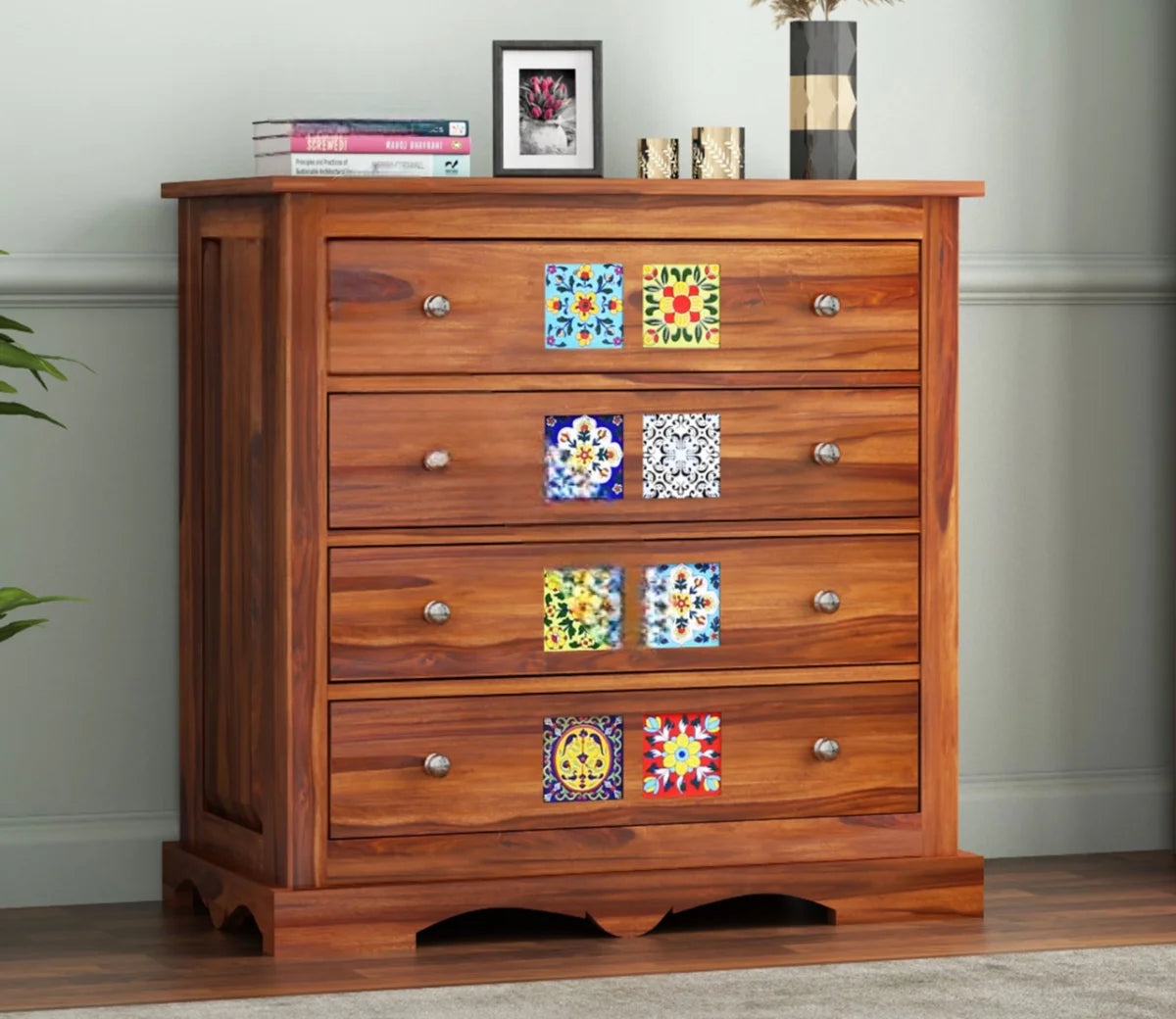 Boho 4-Drawer Wooden Chest Of Drawers