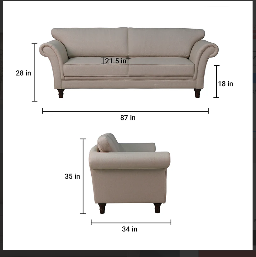 Styrelle 2 Seater Premium Fabric Sofa