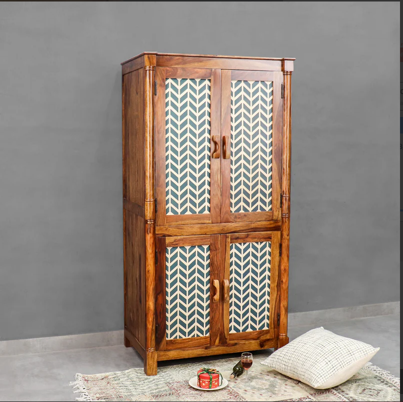 Montrea Majestic Hand-Painted Wooden Wardrobe – 2 Door Design