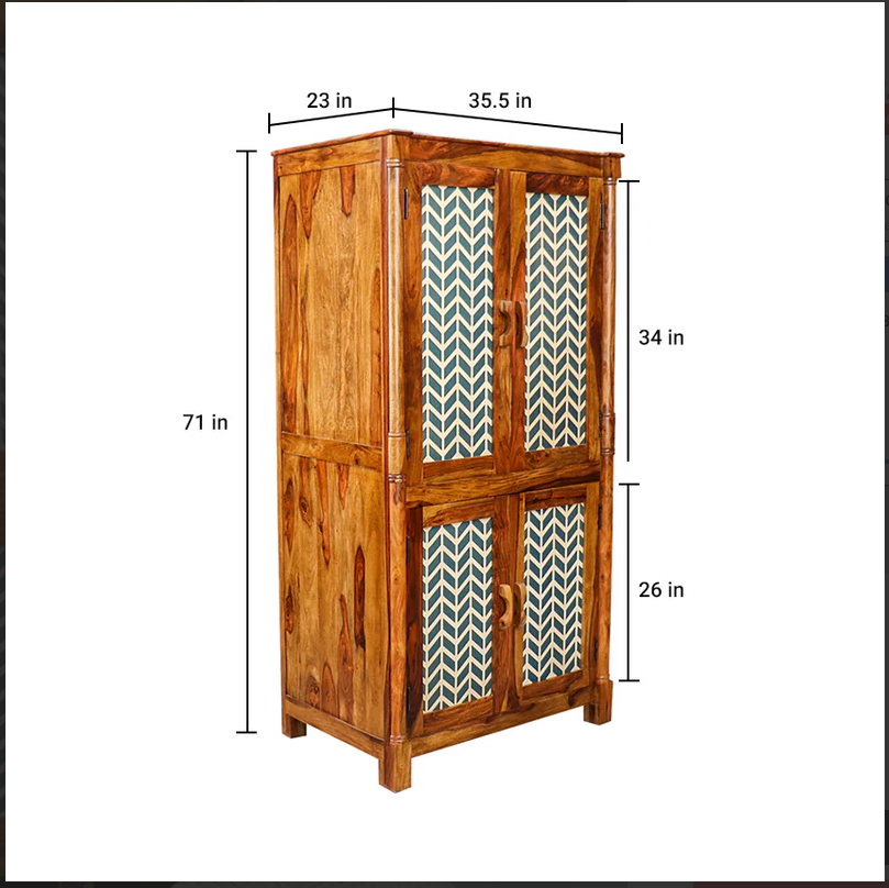 Montrea Majestic Hand-Painted Wooden Wardrobe – 2 Door Design
