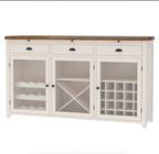 Stowe Two-Tone Solid Wood Large Bar Cabinet with Wine Rack