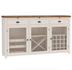 Stowe Two-Tone Solid Wood Large Bar Cabinet with Wine Rack