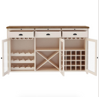 Stowe Two-Tone Solid Wood Large Bar Cabinet with Wine Rack