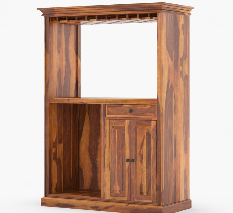 Houston Solid Wood Home Bar Cabinet With Fridge Space