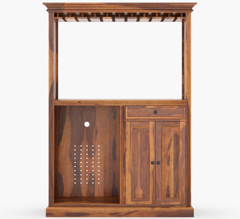 Houston Solid Wood Home Bar Cabinet With Fridge Space