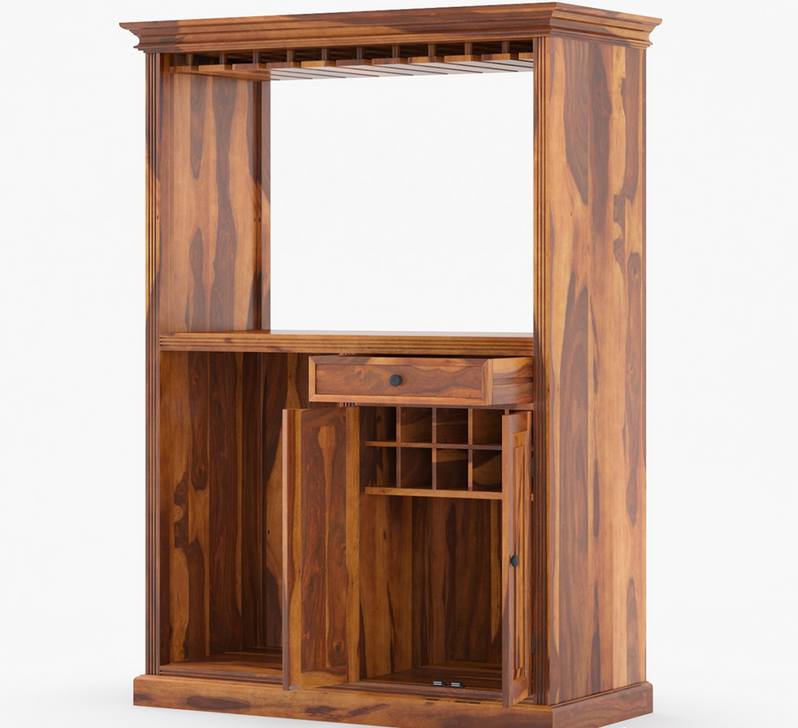 Houston Solid Wood Home Bar Cabinet With Fridge Space