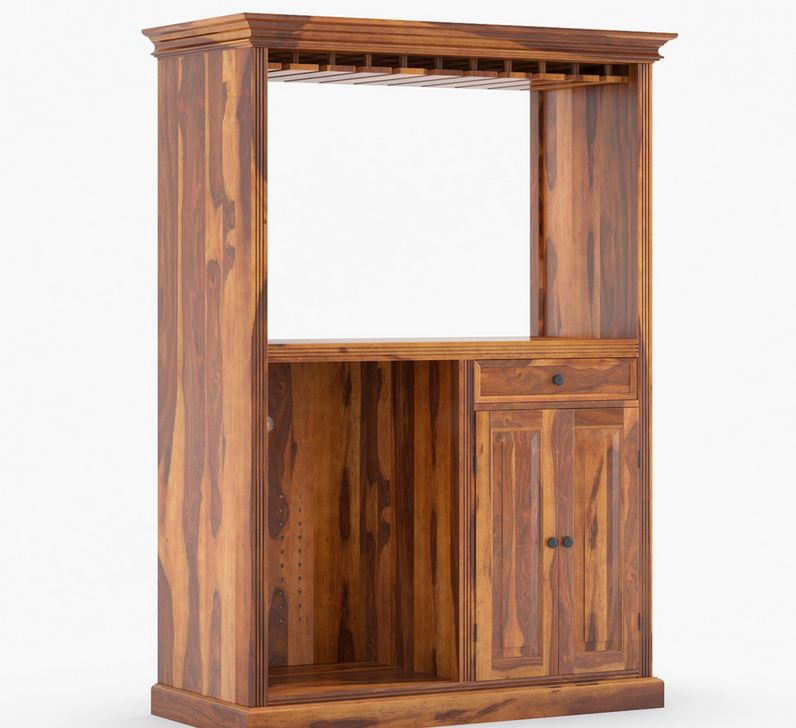 Houston Solid Wood Home Bar Cabinet With Fridge Space